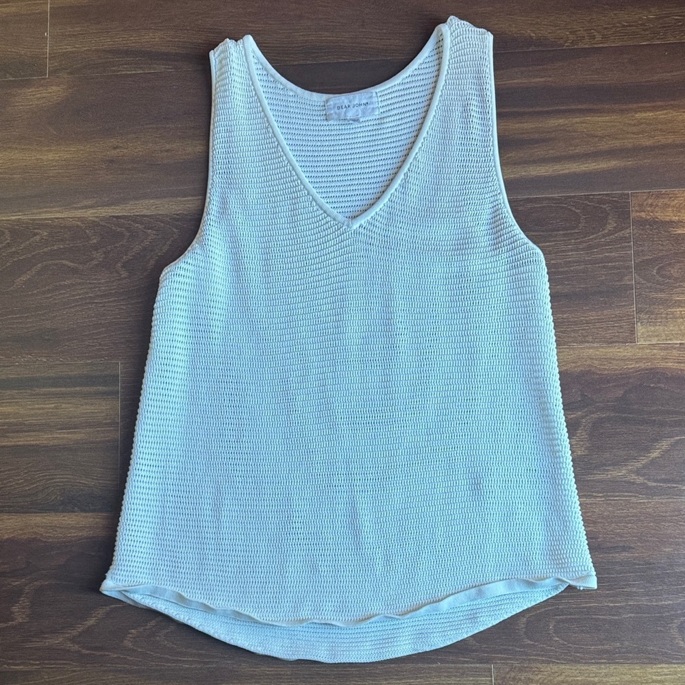 Dear John White Knit Tank Top Size Small